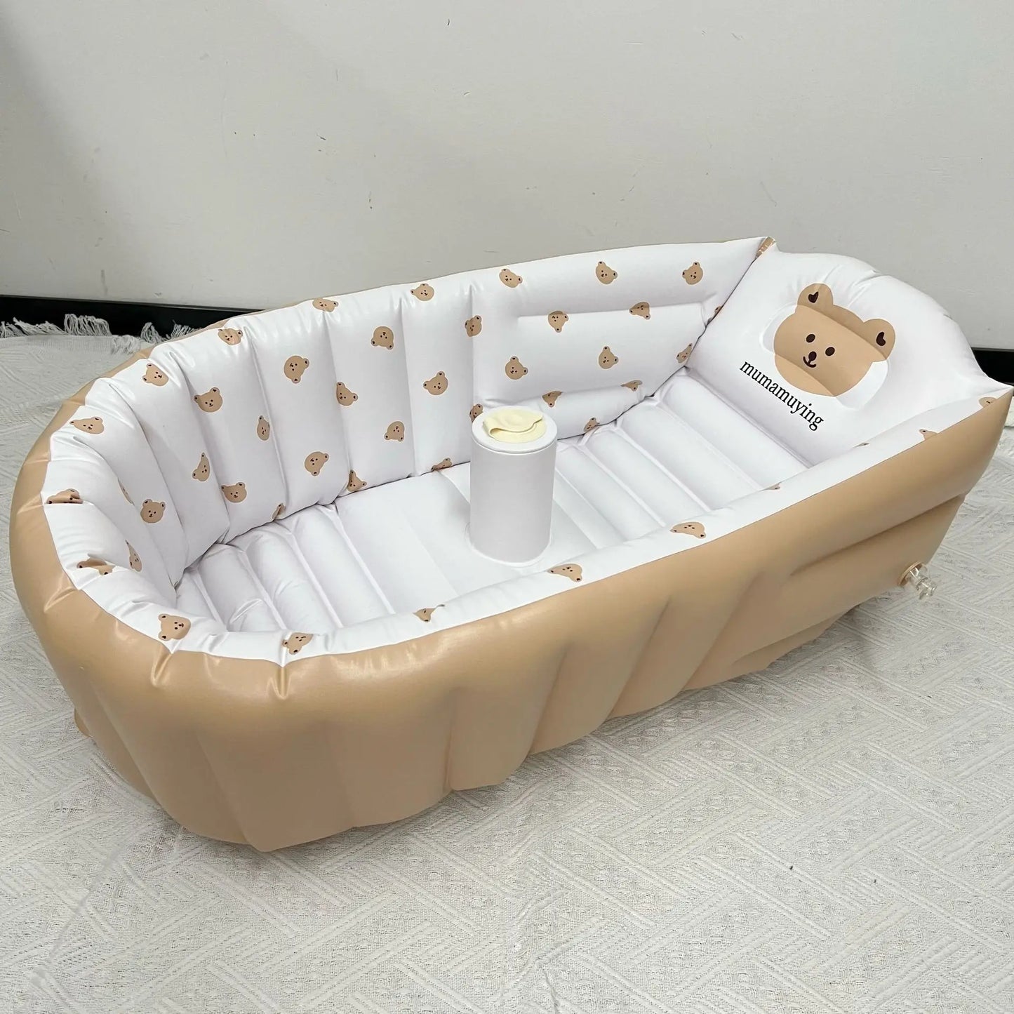 Newborn Babies-Preschooler PVC Plastic Anti-Fall Leakproof Sit-Lie Down Inflatable Bathtubs/Ages: Newborn 0-3 Years Old/Color-Beige/Yellow/Animals