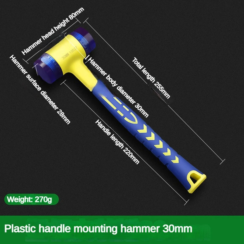 1 double headed installation hammer, 25mm to 45mm rubber hammer with rubber handle, detachable insulated installation hammer