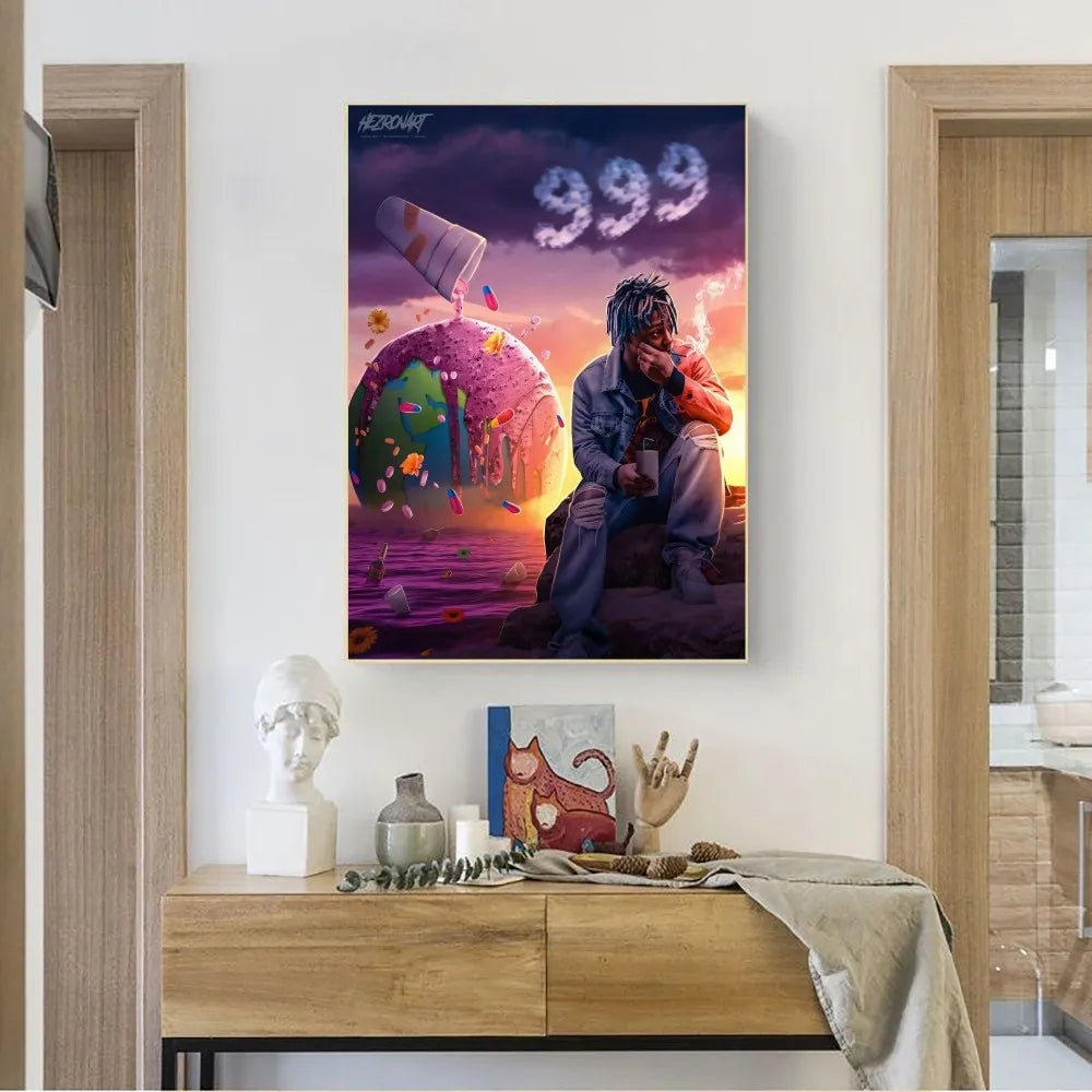 Unframed Waterproof HD Hip-Hop Juice WORLD Kraft Paper Art Prints/Colors-Black/Purple/Blue/Multicolor