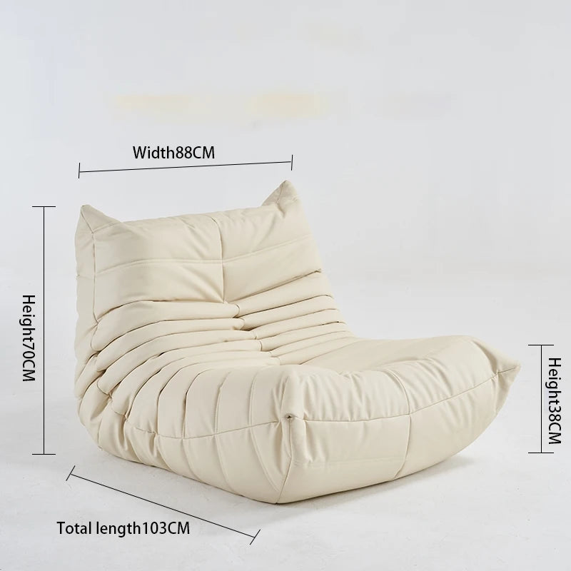 No-EN-Name-Null Modern Armless Soft Plush Orange Upholstered Padded Faux Synthetic Leather Fabric Cushions Caterpillar Bean Bag Chairs/Colors-Orange/White/Black/Blue/Pink/Gray