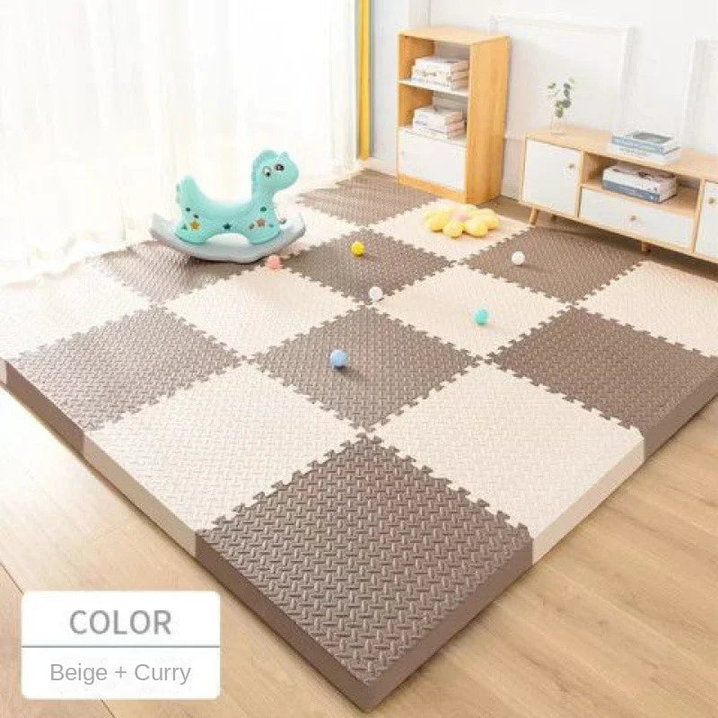Kids 16 PCS Set Foam Playmats Non-Slip Foldable BPA-Free Phthalate-Free EVA Protection Leaf Grain Mats/Colors-Blue/Navy Blue/Pink/Black/Gray/Beige/Brown/White/Checkered/Floral/Geometric/Multicolor/Ages: Newborn 0-24 + Months Older
