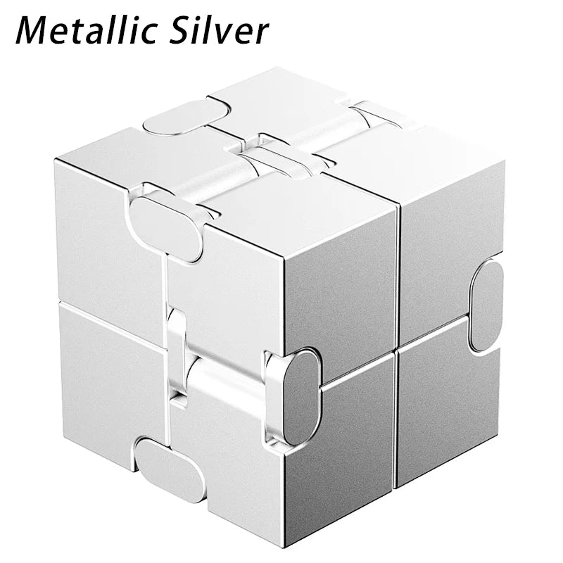 No-EN-Name-Null Small Frosted Blue Metal Square Infinity Cube Stress-Anxiety Relief Portable Flipping Twistable Improves Brain Thinking Executive Toys/Ages: 18 Years Old-Adults/Colors-Blue/Silver/Black/Gold/Gray/Multicolor