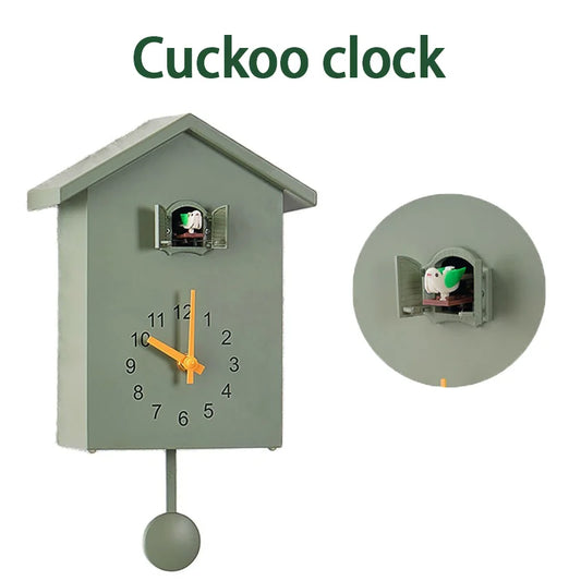 Modern Plastic Digital Quartz Cartoon Cuckoo Bird Swingable Wall Clocks/Colors-Green/White/Blue/Orange/Battery Not Included/3-C(R14) Battery Size/Hanging Hook-Tail