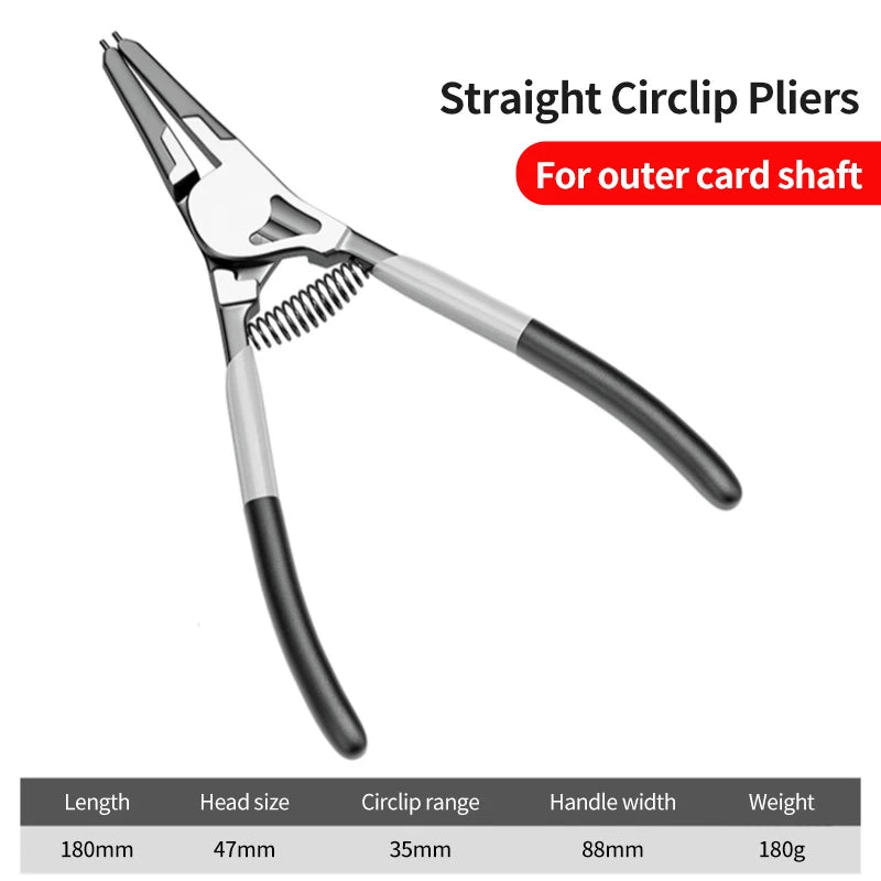 YLONDAO Industrial Grade Chinese Silver Carbon Steel Gray-Black Straight Handle Automatic Spring Assisted Rebound Electrical Elbow Circlip Pliers