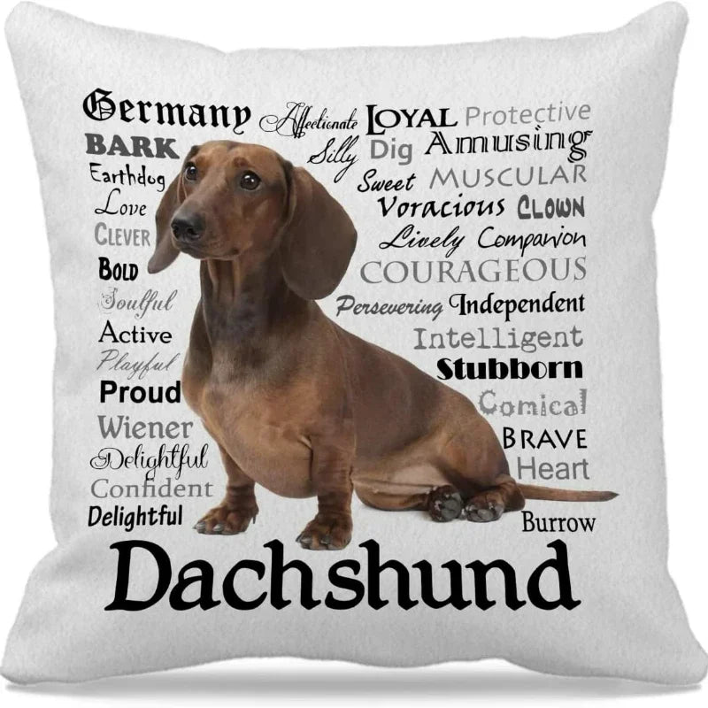 No-EN-Name-Null Soft Woven Polyester Fabric Square Printed Cute Cartoon Dachshund Pillowcases/Colors-Animal/White/Brown/Blue/Pink/Multicolor/Black/Handwash Only