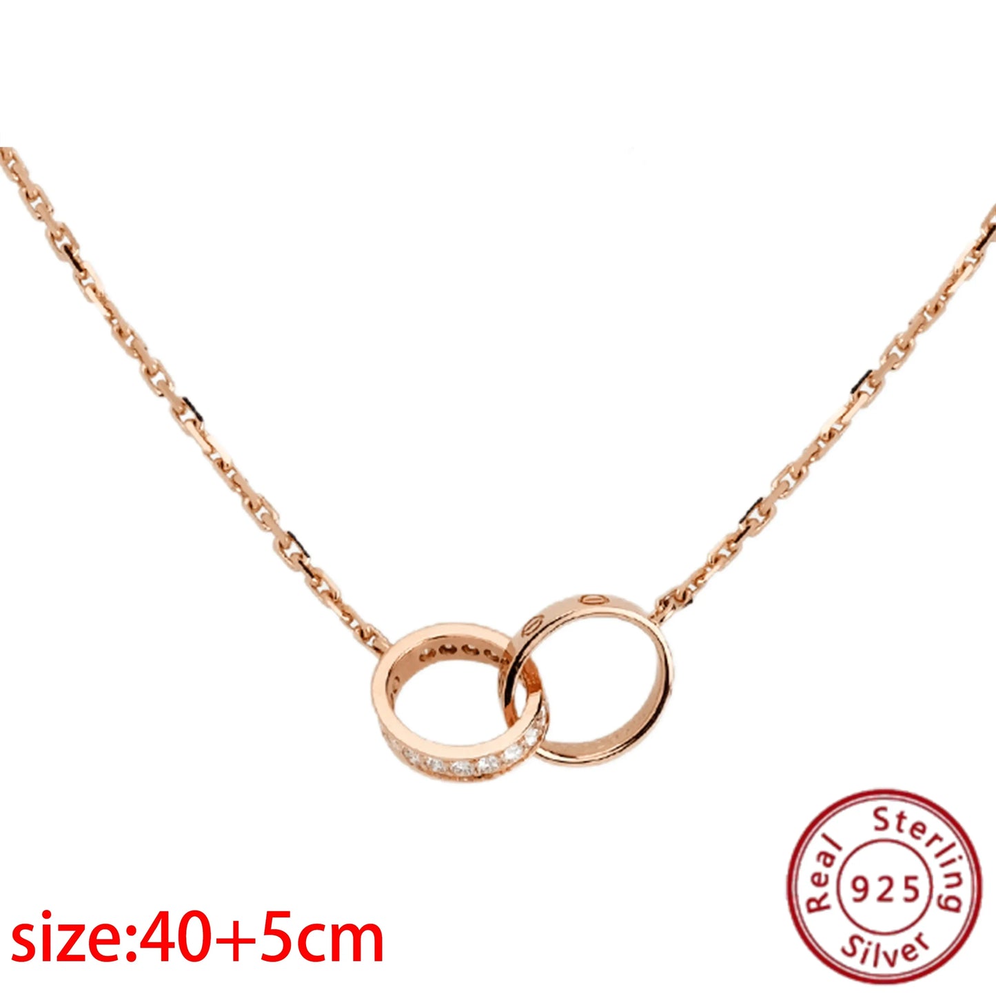 No-EN-Name-Null Adult Women Sterling Silver-Gold Plated Metal Zircon Clear White Diamond Stones Round O-Shaped Fine Imitation Chain Pendant Necklaces/Colors-Gold-Silver/Geometric/Clear/White/Rose Gold
