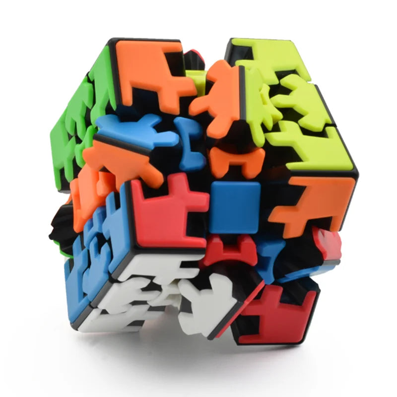 XDR Kids-Adults Medium Hard Mini Multicolor Plastic Square 3 Gear Levels Magic Twistable Stick-Less Cog Wheel 3D Sequential Rubik Cube Mechanical Puzzles Toys/ Ages 3-14 Years Old + Older/Colors-Red/Black/Orange/Multicolor/Geometric