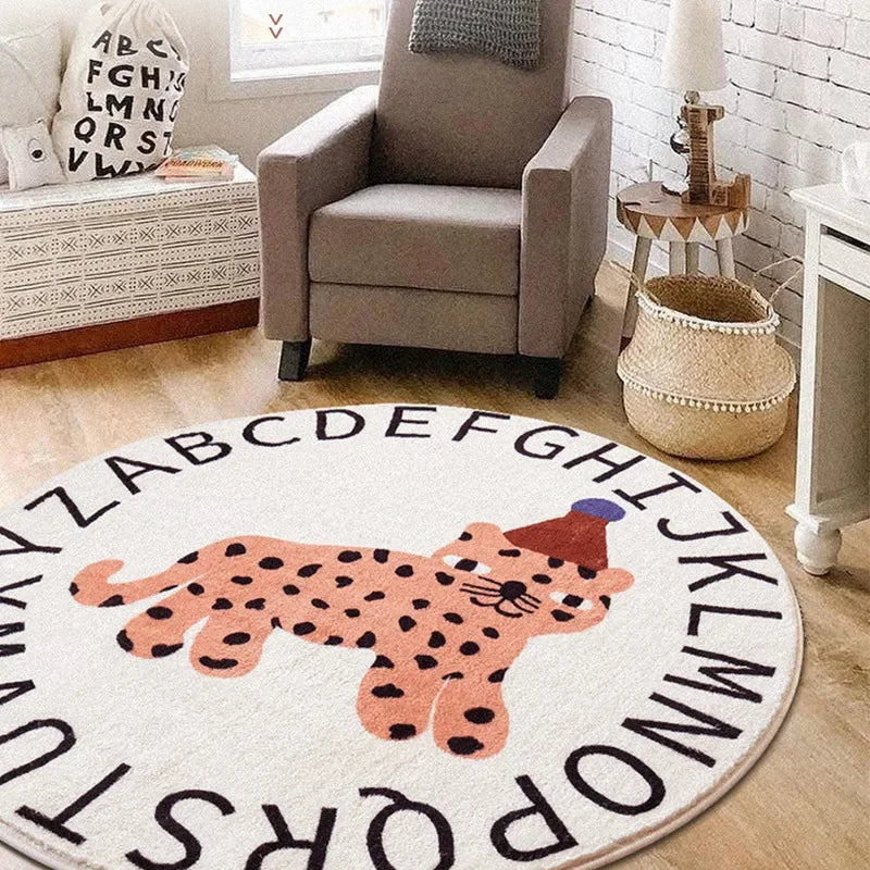 No-EN-Name-Null Printed Non-Toxic Quick-Dry Round Cute Cartoon Gray Animal Cat-Rainbow-White Clouds Nice Day Memory Form Cushion Anti-Slip Bottom Rugs/Colors-Animals/Rainbow/Multicolor/White/Pink/Black/Dots/Yellow/Blue/Geometric
