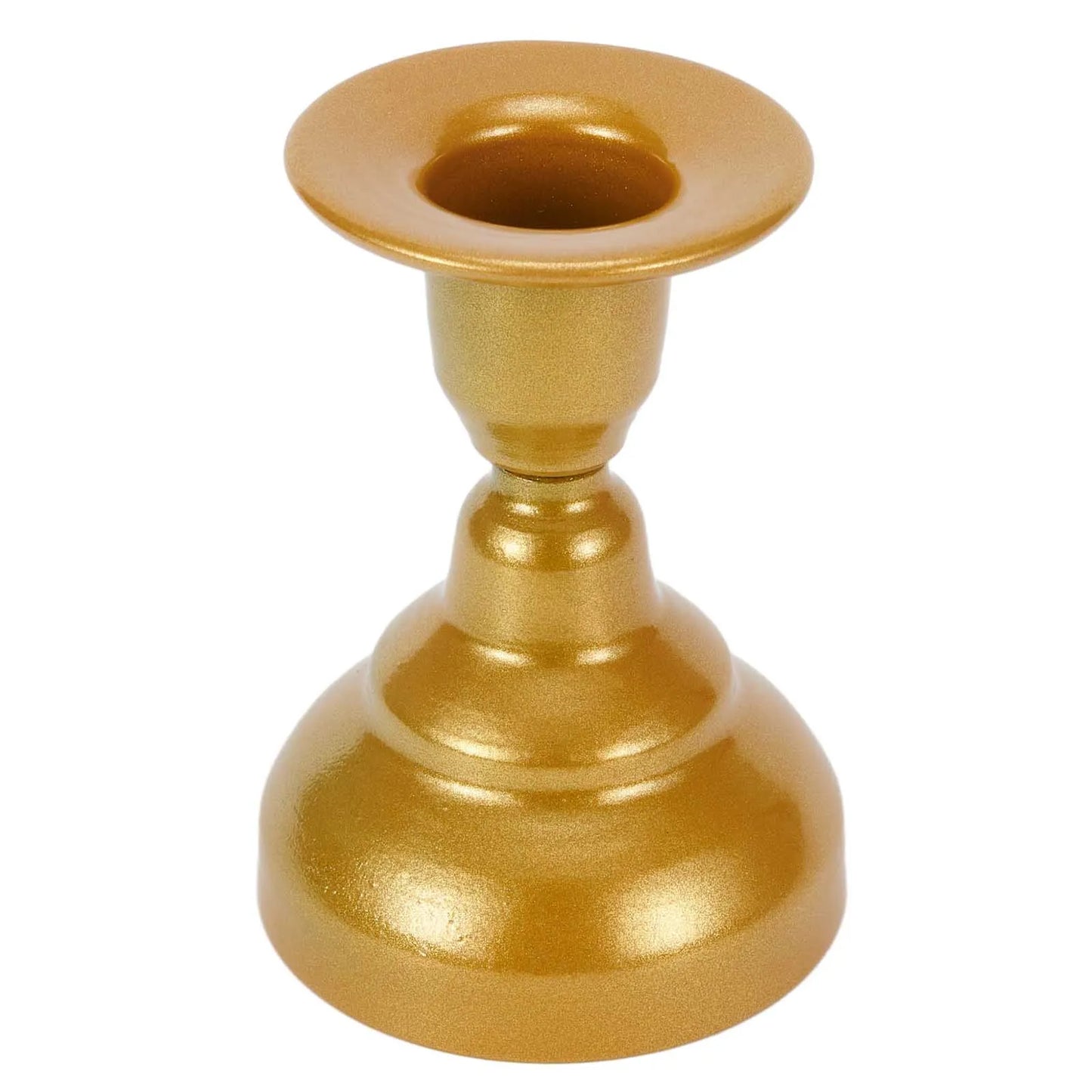 No-EN-Name-Null Vintage Retro Unbreakable Rust-Less Gold-Black Round Shaped Metal Weighted Plate Candlestick Holders