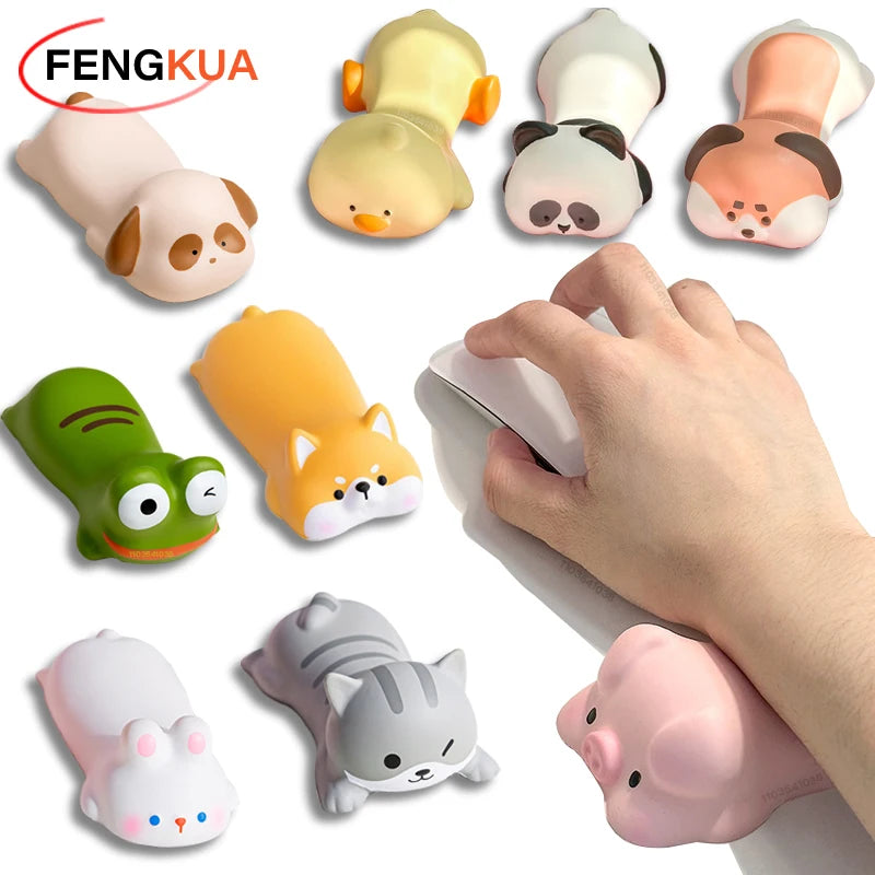 FENGKUABAO Customized Cute Adorable Panda-Duck-Dog-Cat-Pig-Rabbit-Shiba Inu-Frog Animal Shaped Soft Comfortable Silicone Ergonomic Support Wrist REST Computer-Laptop Mouse Pads/Colors-White/Pink/Yellow/Multicolor/Animals