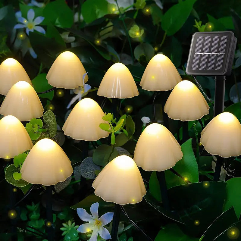 PEACH FOREST Outdoor Waterproof Automatic On-Off Modes ABS Plastic LED Art Deco Mushroom Shaped Solar-Powered Landscape Pathway Lighting /Colors-Beige/Yellow/Black/White