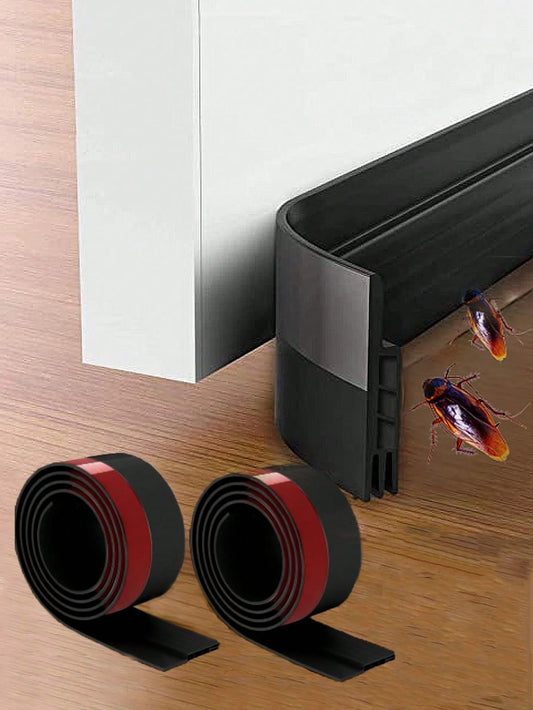 2 PCS Set Black Rolls  Quick-Adhesive Interior-Exterior Sound-Wind Proof Cuttable Edge Banding Door Draft Stopper Strips