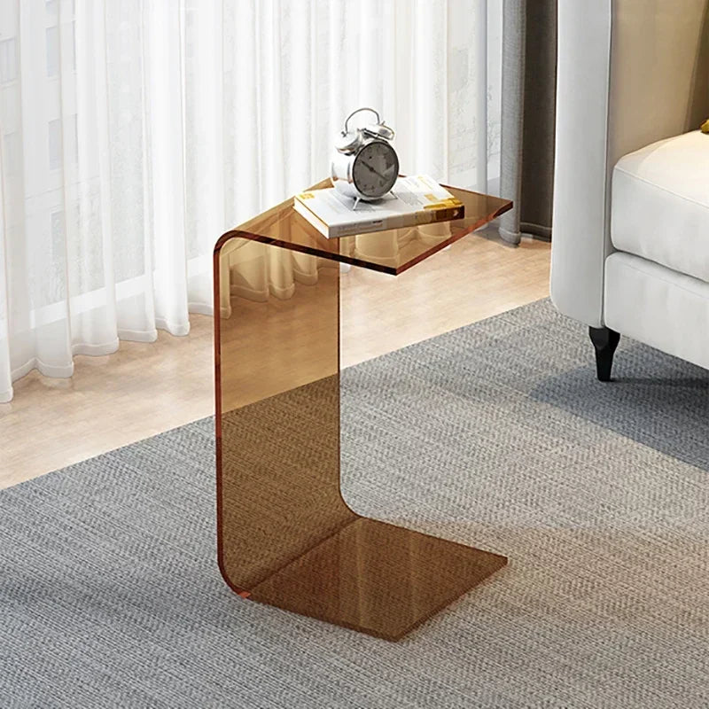 No-EN-Name-Null Modern Morocco Artistic U-Shaped Acrylic Glass Coffee Tables/ Size: 30cm x 30cm x 65cm/Colors-Clear Transparent/Amber/Smoky Gray/Orange