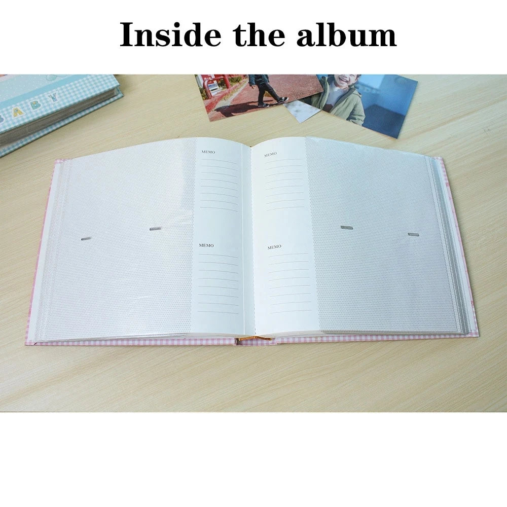 Babies Paper Cover Round Spiral Binding Memorable Babies Growth Loose-Leaf Photo Albums/ 6-Inch Photos/Colors-Pink/White/Blue/Checkered