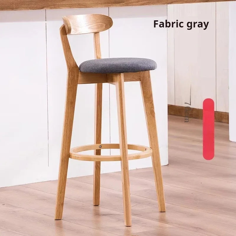 No-EN-Name-Null Modern Upholstered Padded Hard Solid Wood Low Full Curved Backrest Soft Fabric Round Seat Cushion Bar Stools/Colors-Green/Brown/Beige/Gray/Black