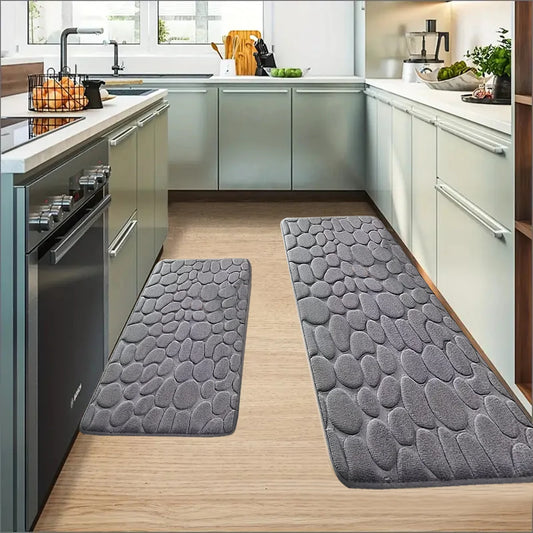 Kitchen Soft Pebble Cobblestone Design Polyester Kitchen Rugs/Colors/White/Gray/ Black/Blue/Multicolor/ Beige/ Brown/Hand Wash