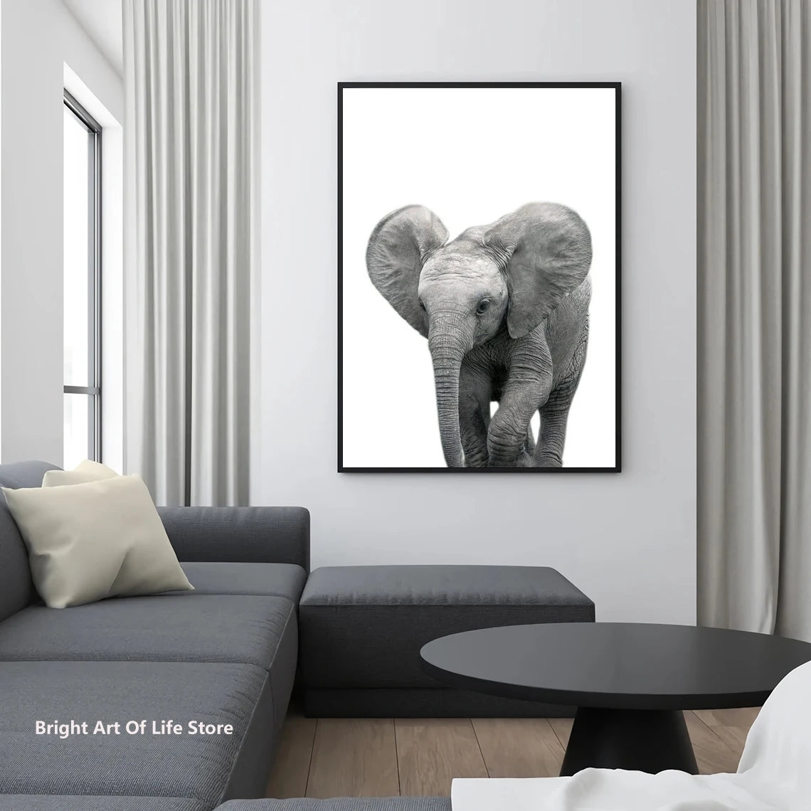 NULL Modern Unframed Medium Oil Printed Canvas Vertical Rectangle Shaped Adorable Cute Baby Elephant Animals Posters