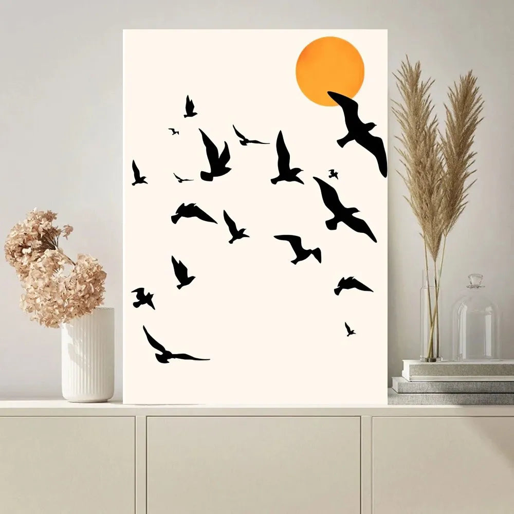 No-EN-Name-Null Modern Multicolor Rectangle Unframed Polyester Canvas Minimalist Art-Landscape-Nature Giclee Prints/Colors-Orange/Black/Beige/Yellow/White/Blue/Green/Black/Geometric/Multicolor