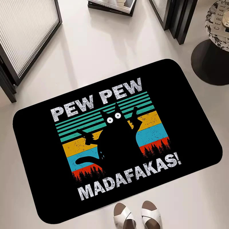 No-EN-Name-Null Indoor Quick-Dry Soft Memory Foam Cushion Printed Oriental Suede Cute Cartoon Pew Pew Madafakas Skid-Proof Base Flatweave Rectangle Entrance Door Mats/Blue/Red/Yellow/White/Green/Light Gray/ Purple/Burgundy/Washable