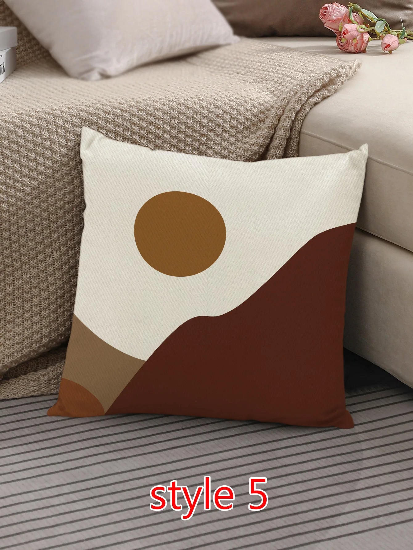No-EN-Name-Null Decorative Square Polyester-Cotton Blend Fabric Single-Sided Boho Pillowcases/Colors-Beige/Brown/Multicolor/Floral/Geometric/Traditional Closure