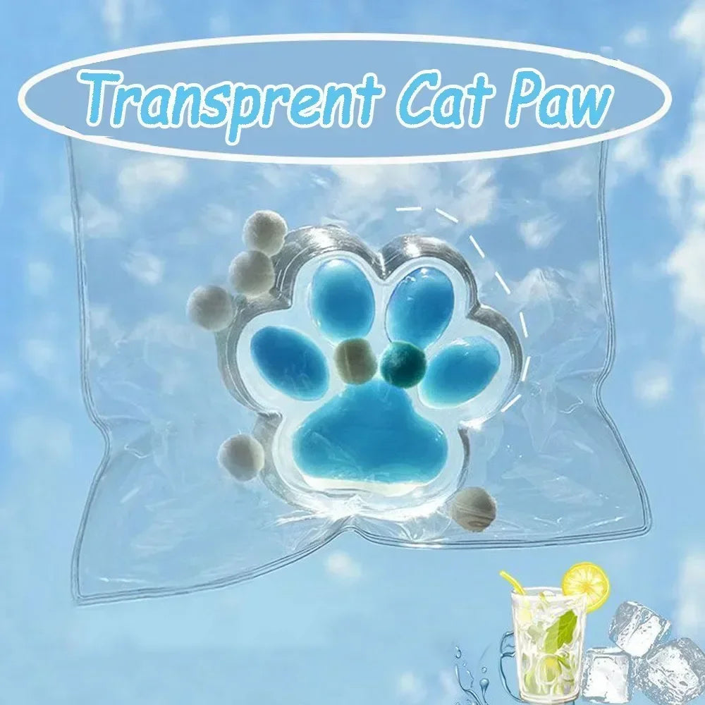 No-EN-Name-Null Kids Clear Transparent-Pink-Black Kawaii Cat Paws Pinch Squeeze Squishy Toys / For Ages: 6-18 Years Old/Colors- Black/Pink