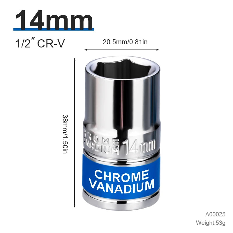 NIUXIANG Blue-Silver Chrome-Plated Steel Deep Impact Anti-Slip Card Slot Design 1/2 Hex Drive Socket Sets