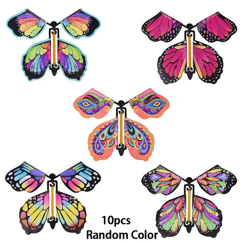 No-EN-Name-Null Kids 10 PCS Plastic Floral Multicolor Dots Funny Wind-Up Rubber Band Flying Butterflies Books Educational Toys /Ages: 3 Years Old-Older
