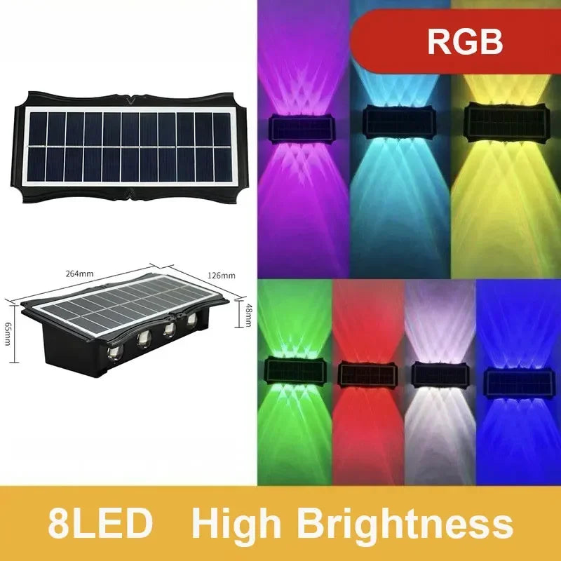 IEEYEEY Outdoor Solar-Powered Dimmable Black Rectangle Plastic Body Warm-Cool-Daylight White LED Waterproof Up-Down Design Wall-Mounted Lights/ Bulbs Included/Colors-Black/Yellow/Multicolor