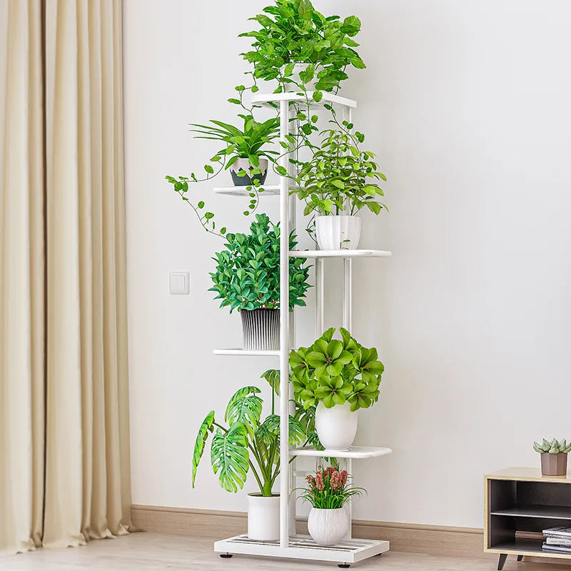 No-EN-Name-Null Indoor White Wrought Iron Metal Tall Multi-Layered 5 Tier Plant Stands/Colors-White/Gold/Black/Silver
