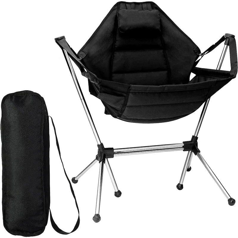No-EN-Name-Null Adult Outdoor Green Soft Canvas Upholstery Fabric Cotton Filling Pillow Headrest Portable Foldable Adjustable Aluminum Metal Frame Classic Rocking Chairs/Colors-Beige/Olive Green/Black/Gray