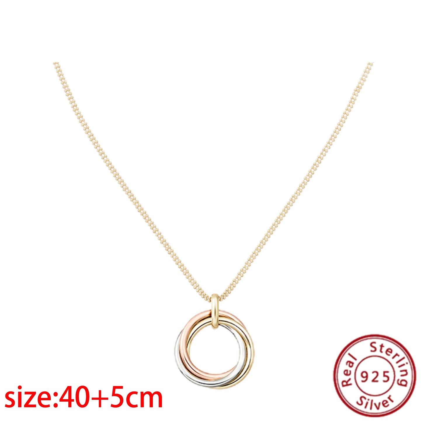 No-EN-Name-Null Adult Women Sterling Silver-Gold Plated Metal Zircon Clear White Diamond Stones Round O-Shaped Fine Imitation Chain Pendant Necklaces/Colors-Gold-Silver/Geometric/Clear/White/Rose Gold