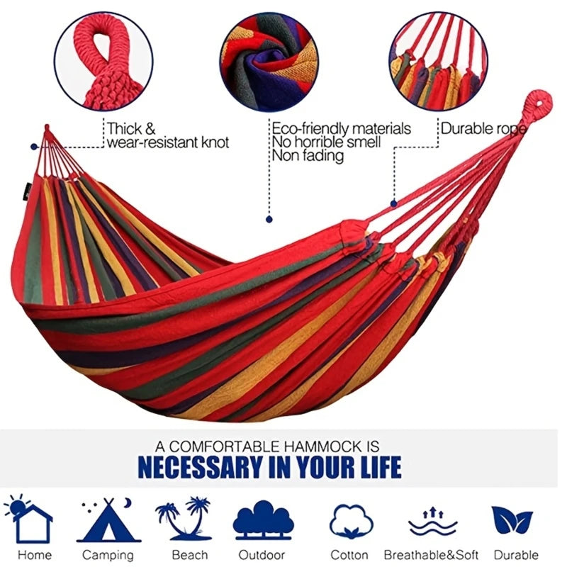 No-EN-Name-Null Outdoor One Person Portable High Strength Parachute Canvas Soft Fabric Hanging Beds Multicolor Hammocks /Colors-Striped/ Multicolor/ Red/Blue