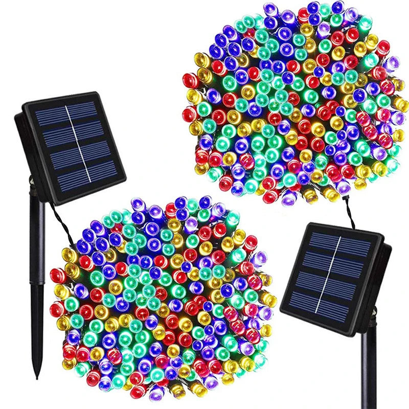 NULL Outdoor-Indoor Waterproof Black Plastic Square Shaped Body Solar-Powered Panel Lithium Battery Eight Modes Fairy Garland Multicolor Light Ropes-String Lights/Colors-Black/White/Blue/Red/Purple/Multicolor/LED Bulbs Included