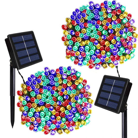 No-EN-Name-Null Outdoor-Indoor Waterproof Solar-Powered Panel Black Plastic Square Shaped Body Lithium Battery Eight Modes Fairy Garland Multicolor Light Ropes-String Lights/Colors-Black/White/Blue/Red/Purple/Multicolor/LED Bulbs Included