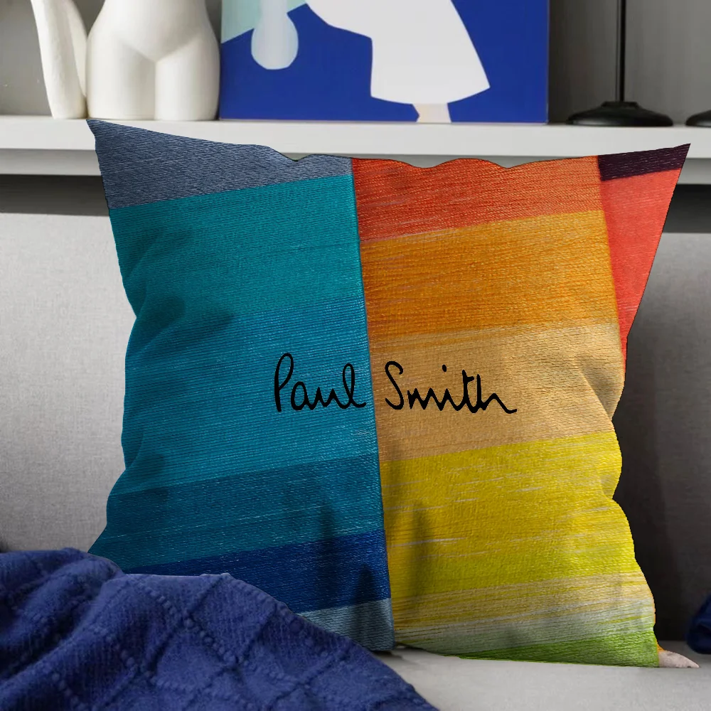 MINISO Printed Paul Smith Multicolor Square Double-Sided Cotton-Polyester Blend Washable Pillowcases/Colors-Multicolor/Striped/Purple/Black/Blue/Red/ 8 Sizes/(Pillow Not Included)/DO NOT BLEACH-DRY CLEAN/Ironing Temperature 100'Celsius