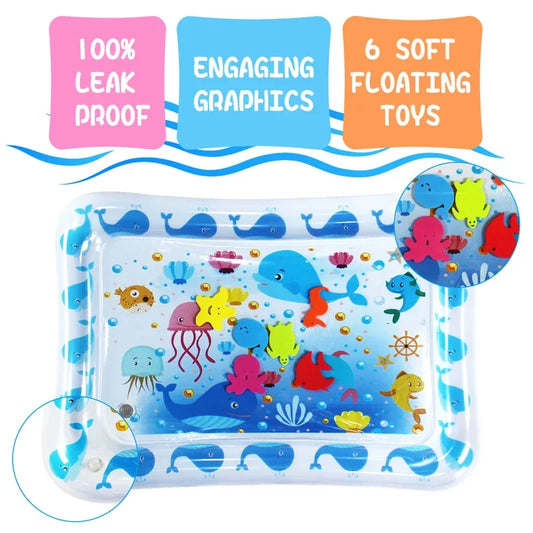 Babies-Preschooler Portable Round-Rectangle Warm-Cold Waterfilled Play Plastic Inflatable Air Cushion Leak-Proof Magic Tummy Time Mats/Colors-Ages: Newborn 0-3 Years Old/ Colors-Blue/Multicolor/Animal