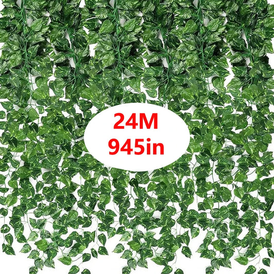 Small Outdoor Green Plastic Artificial Non-Flowering IVY Vine Garland Hanging Leaf Plant