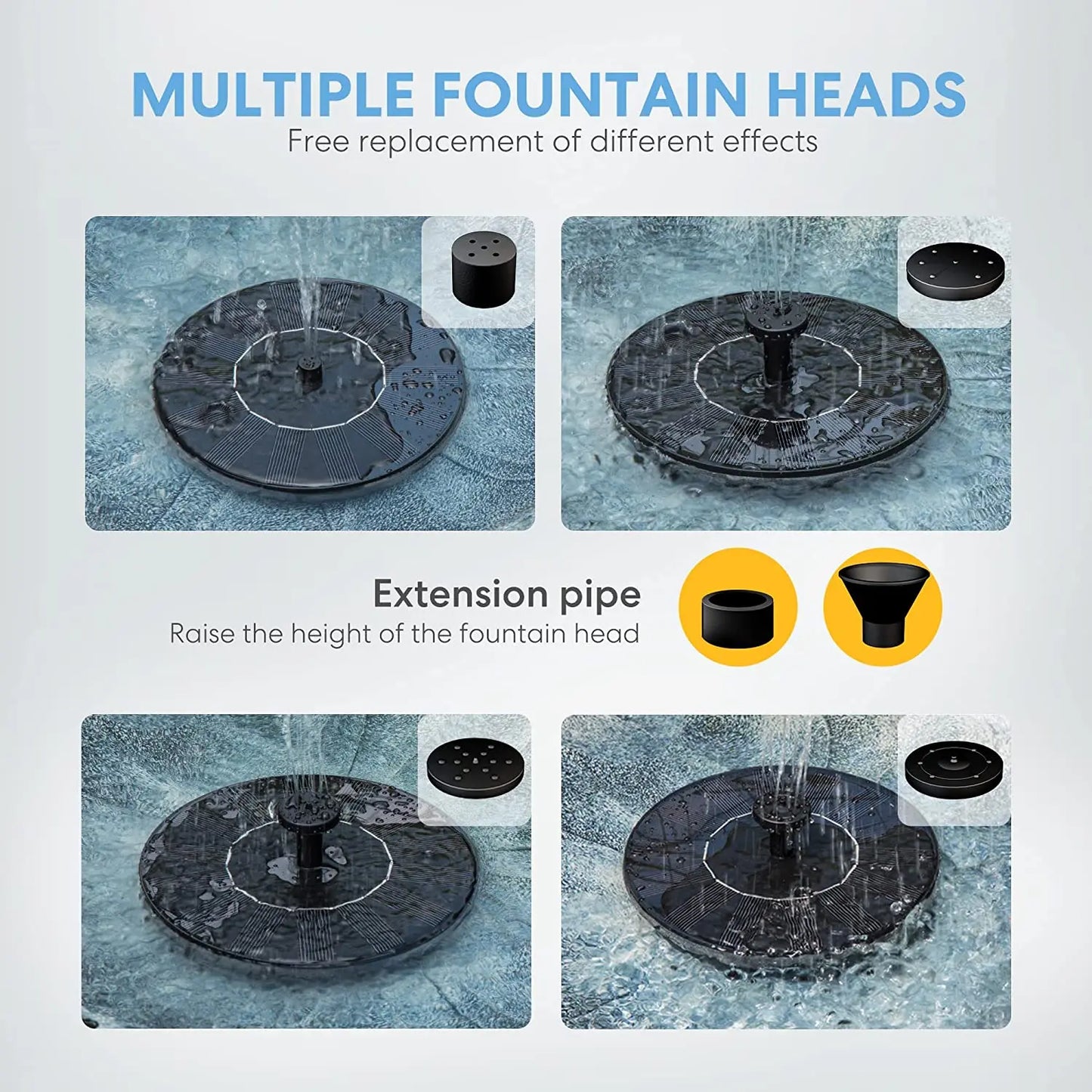 No-EN-Name-Null Outdoor Solar-Powered Blue Poly-Resin Pedestal Round Pond Fountain  Bird Baths