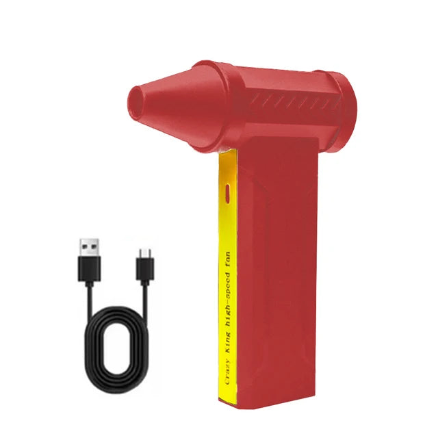 ISFRIDAY Home DIY Portable Handheld Black-Yellow Small Plastic 4 Gear Speed AC-Powered Rechargeable Battery-Powered USB Port Brushless Turbo Jet Fans/Colors-Red/Black/White/Brown/Multicolor