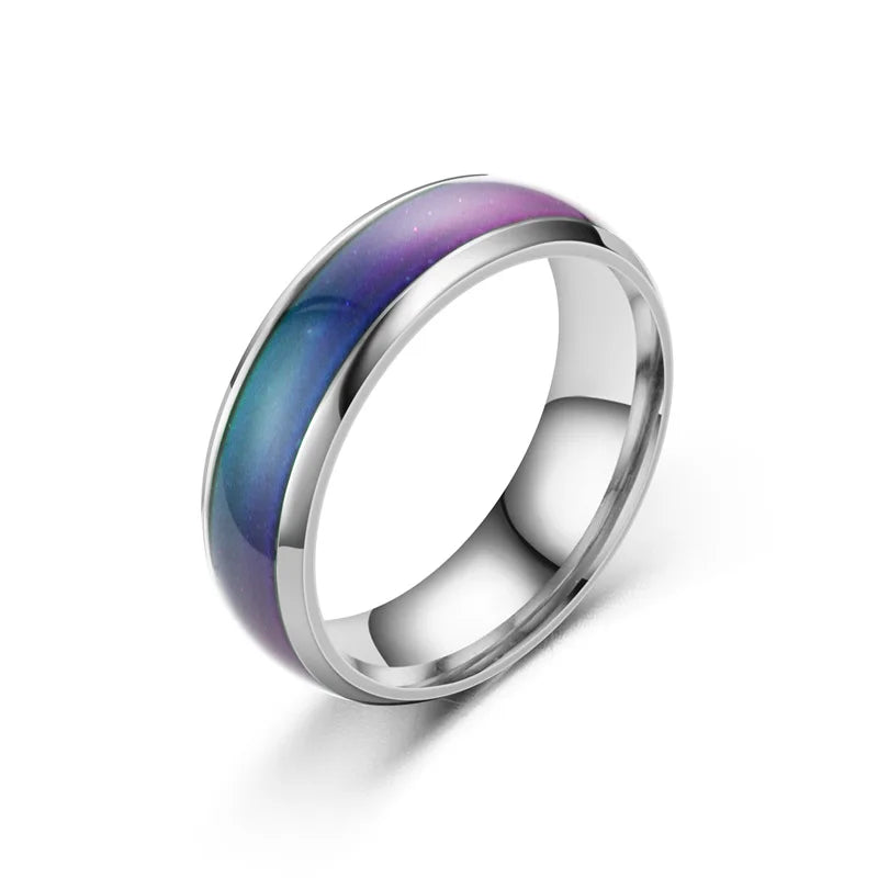 No-EN-Name-Null Unisex Adults 4 PCS Ring Size 6 Stainless Steel Metal Multicolor Mood Tracker Rose Gold Wedding Band Rings/Colors-Rose Gold/Green/Gold