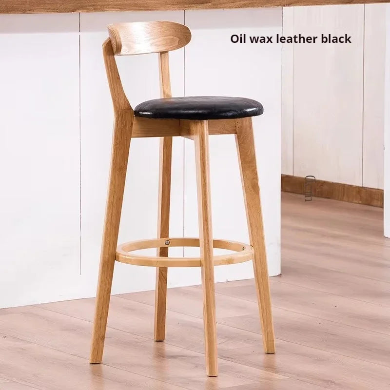 No-EN-Name-Null Modern Upholstered Padded Hard Solid Wood Low Full Curved Backrest Soft Fabric Round Seat Cushion Bar Stools/Colors-Green/Brown/Beige/Gray/Black