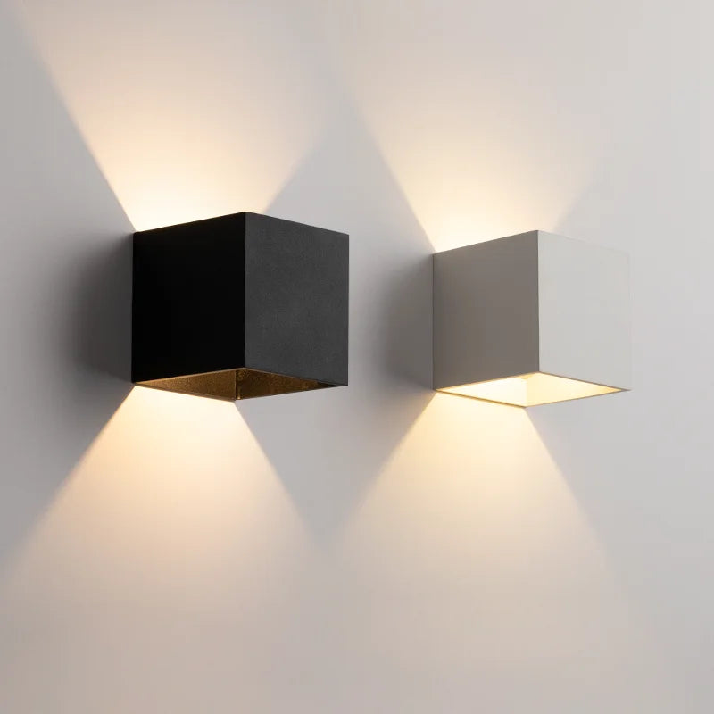 PZHDNX Modern Indoor-Outdoor Waterproof LED Lights Porch-Garden Square Aluminum Body AC-Powered White-Silver-Black Wall Light Fixtures/ Voltage: 110V-240V/