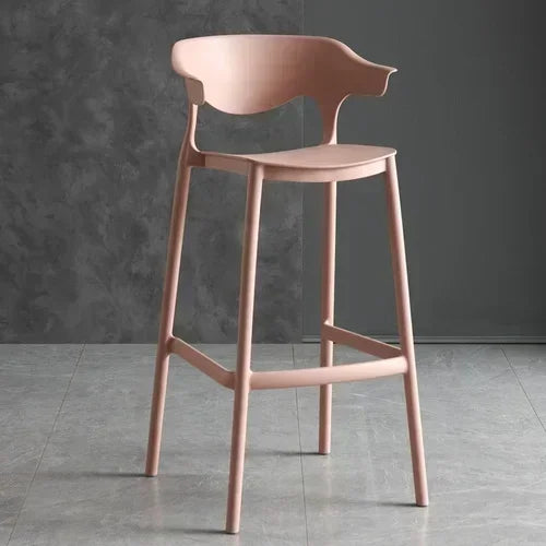 Nordic Modern Minimalist Stackable Solid Reinforced PP Plastic Low Back Hard Bar Chairs/Colors-Green/Orange/Gray/Yellow/Black/Blue/Brown