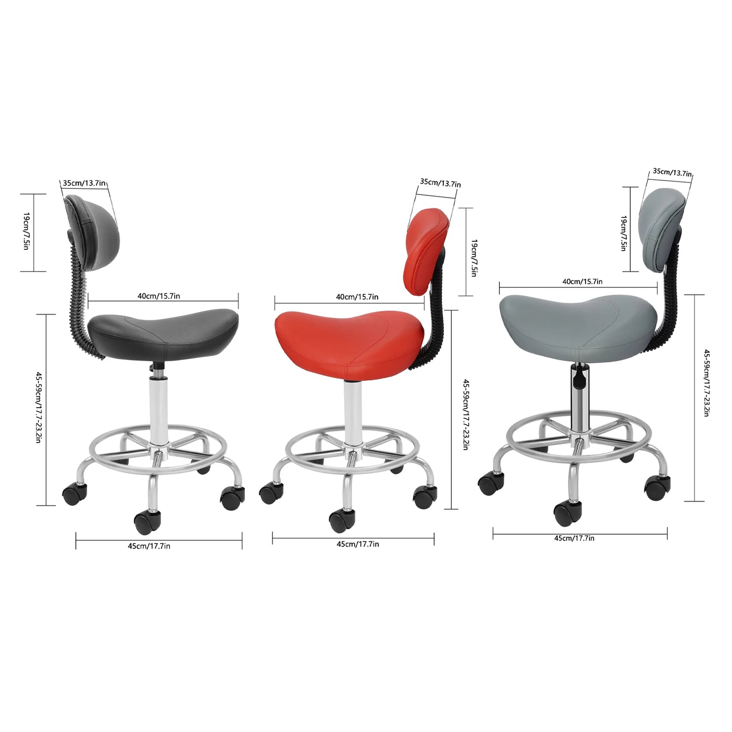 Faux Leather Adjustable Bar Backrest Stool / Colors- Red/ Black/ Grey