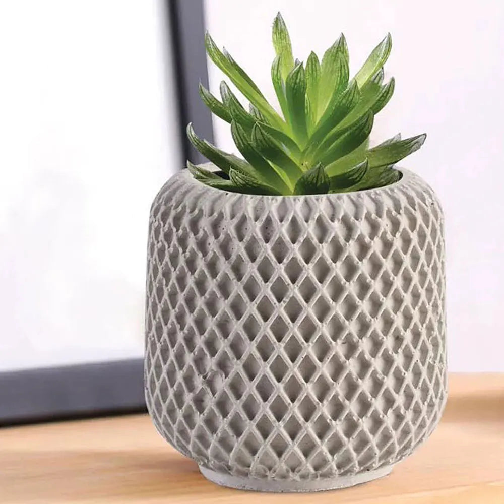 No-EN-Name-Null Small Geometric White Round Ceramic-Like Flowerpot Silicone Milky White Craft Molds