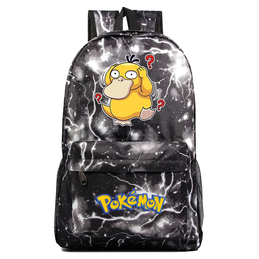 MINISO Kids Softback Waterproof Oxford Fabric Cartoon Anime Pokemon Design Adjustable Shoulder Straps-One Handle 15 Inch Laptop Single Compartment School Backpacks/Colors-Blue/Pink/Black/Multicolor