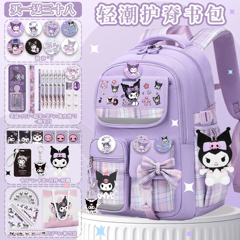 Kids Cute Cinnamon Dog Cartoon Polyester Backpacks /Air Cushion Belt /Reflective Stripe /Nylon/Built-In Compartment/Straps/Handles/Colors-Pink/Purple/Black/Blue/Animal
