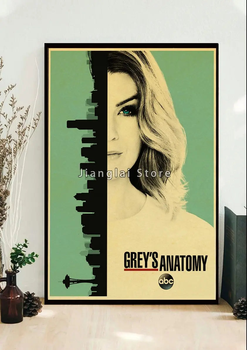 No-EN-Name-Null Unframed Printed Polyester Canvas Anime Cartoons-Movie-TV-Pop Culture-Life Changes In A Heartbeat Greys Anatomy Style Wall Art Posters/ Colors-Multicolor/Black/Beige/White/Gray/Gold/Floral