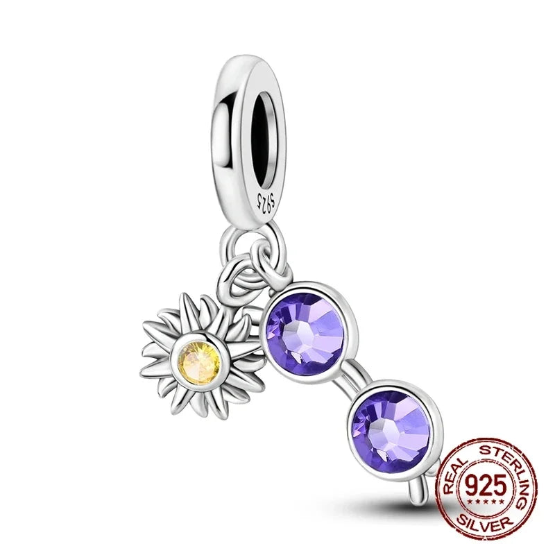No-EN-Name-Null Women Sterling Silver Enamel Rainbow-Hot Air Balloon Design Fine Imitation Zircon Stone Glass Nuggets Beads Shaped Charms-Pendants/ Colors-Rainbow/Multicolor/Silver/Pink/Animal/Floral