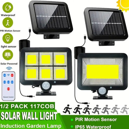 ZHIYU Outdoor Rectangle Black-White Plastic Body Solar-Powered Rechargeable Remote Control 3 Modes Split Warm-Cool White LED Intelligent Human Body Sensor Induction Waterproof Wall-Mounted Landscape Pathway Lights